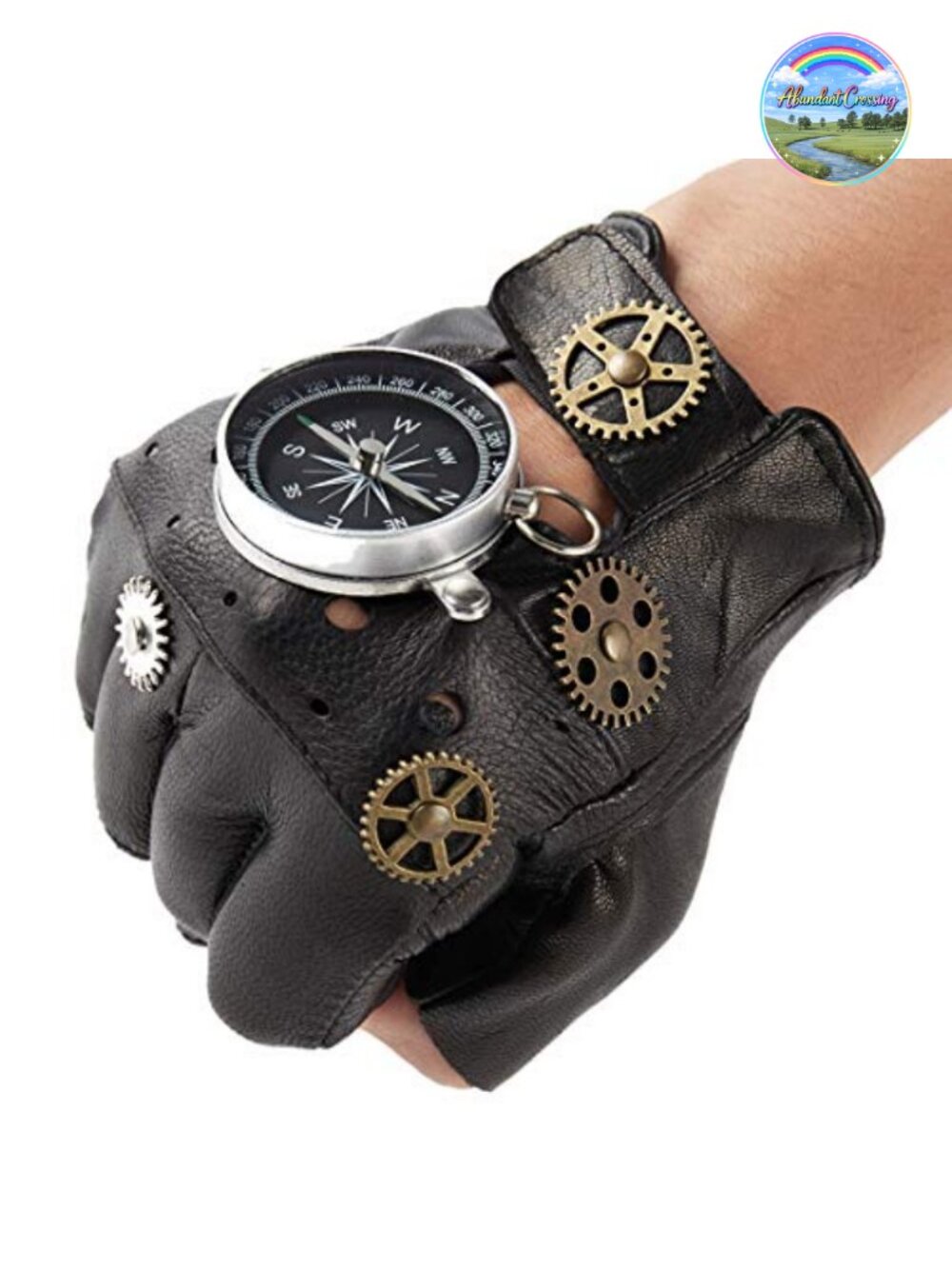 Steampunk Fingerless Gloves for Men Gothic Leather Mittens Halloween Costume
